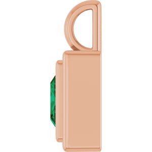 14K Rose Gold Lab-Grown Emerald Charm/Pendant – image 3