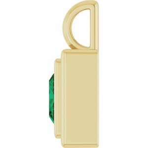 14K Yellow Gold Lab-Grown Emerald Charm/Pendant – image 3