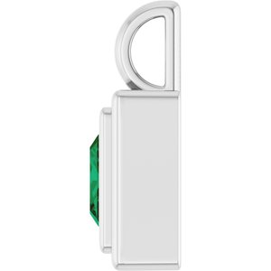14K White Gold Lab-Grown Emerald Charm/Pendant – image 3