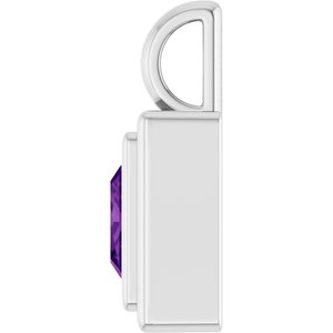 14K White Gold Natural Amethyst Charm/Pendant