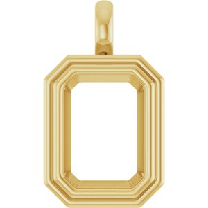 18K Yellow Gold 14x10 mm Emerald Charm/Pendant Mounting – image 2