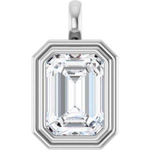 18K Palladium White Gold 14x10 mm Emerald Charm/Pendant Mounting