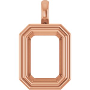 14K Rose Gold 14x10 mm Emerald Charm/Pendant Mounting – image 2