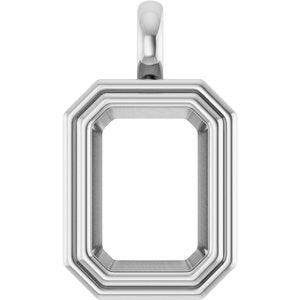 18K White Gold 14x10 mm Emerald Charm/Pendant Mounting – image 2