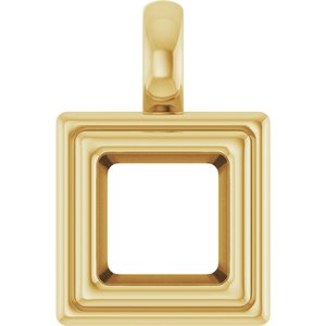 18K Yellow Gold 6x6 mm Square Charm/Pendant Mounting – image 2