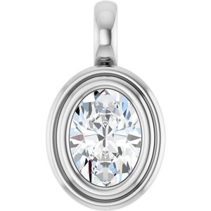 10K White Gold 7.5x5.5 mm Oval Charm/Pendant Mounting
