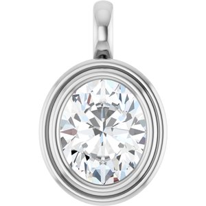 18K Palladium White Gold 11x9 mm Oval Charm/Pendant Mounting
