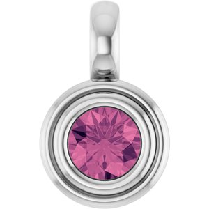 14K White Gold Natural Pink Tourmaline Charm/Pendant