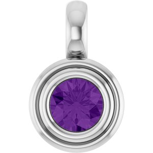 Platinum Natural Amethyst Charm/Pendant