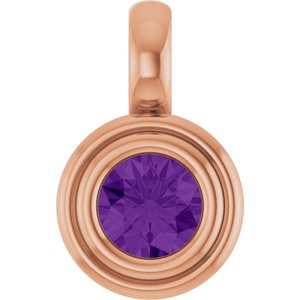 14K Rose Gold Natural Amethyst Charm/Pendant