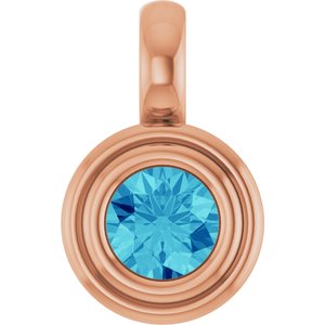 14K Rose Gold Natural Blue Zircon Charm/Pendant