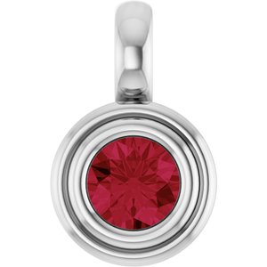 Platinum Lab-Grown Ruby Charm/Pendant
