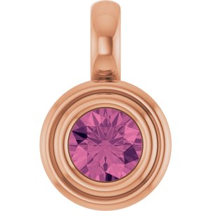 14K Rose Gold Natural Pink Tourmaline Charm/Pendant