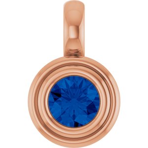 14K Rose Gold Lab-Grown Blue Sapphire Charm/Pendant