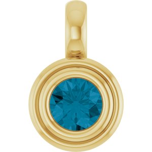 14K Yellow Gold Natural London Blue Topaz Charm/Pendant