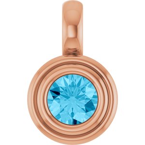 14K Rose Gold Natural Aquamarine Charm/Pendant