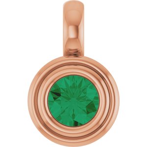 14K Rose Gold Lab-Grown Emerald Charm/Pendant