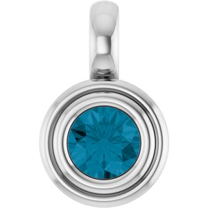 Sterling Silver Natural London Blue Topaz Charm/Pendant
