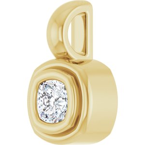 18K Yellow Gold 3x3 mm Cushion Charm/Pendant Mounting – image 3