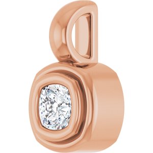 10K Rose Gold 3x3 mm Cushion Charm/Pendant Mounting – image 3