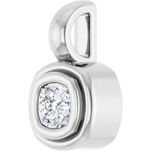 14K White Gold 3x3 mm Cushion Charm/Pendant Mounting – image 3