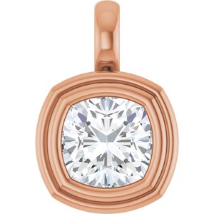 14K Rose Gold 7x7 mm Cushion Charm/Pendant Mounting