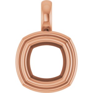 14K Rose Gold 7x7 mm Cushion Charm/Pendant Mounting – image 2