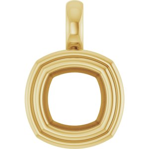 18K Yellow Gold 7x7 mm Cushion Charm/Pendant Mounting – image 2