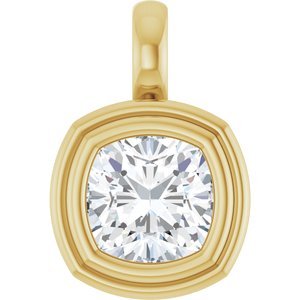 14K Yellow Gold 7x7 mm Cushion Charm/Pendant Mounting