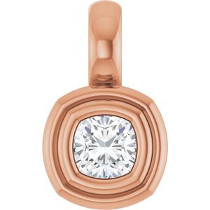 10K Rose Gold 3x3 mm Cushion Charm/Pendant Mounting