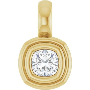 18K Yellow Gold 3x3 mm Cushion Charm/Pendant Mounting