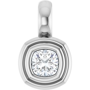 14K White Gold 3x3 mm Cushion Charm/Pendant Mounting