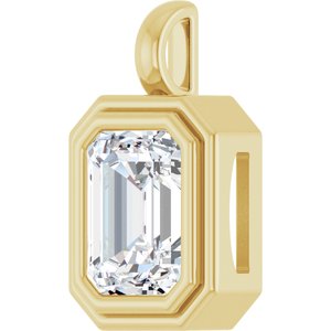 14K Yellow Gold 10x8 mm Emerald Charm/Pendant Mounting – image 3