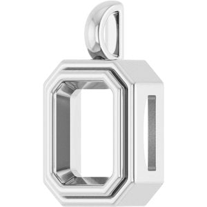 18K Palladium White Gold 10x8 mm Emerald Charm/Pendant Mounting – image 4