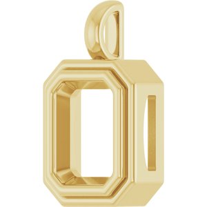 14K Yellow Gold 10x8 mm Emerald Charm/Pendant Mounting – image 4