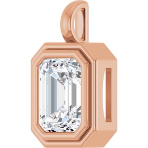 10K Rose Gold 10x8 mm Emerald Charm/Pendant Mounting – image 3