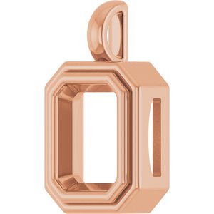 18K Rose Gold 10x8 mm Emerald Charm/Pendant Mounting – image 4