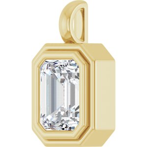 18K Yellow Gold 9x7 mm Emerald Charm/Pendant Mounting – image 3