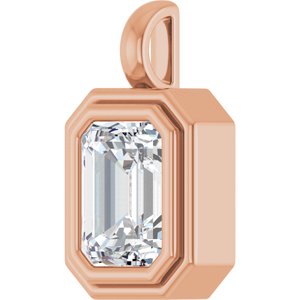 10K Rose Gold 9x7 mm Emerald Charm/Pendant Mounting – image 3