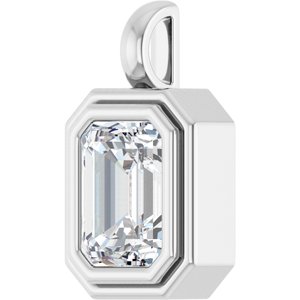 10K White Gold 9x7 mm Emerald Charm/Pendant Mounting – image 3