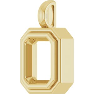 18K Yellow Gold 9x7 mm Emerald Charm/Pendant Mounting – image 4