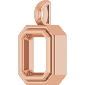 10K Rose Gold 9x7 mm Emerald Charm/Pendant Mounting – image 4