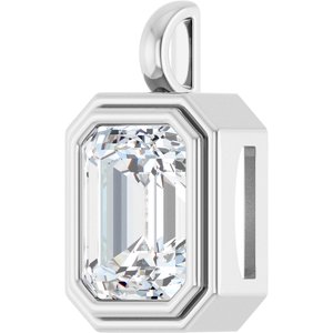 18K White Gold 12x10 mm Emerald Charm/Pendant Mounting – image 3