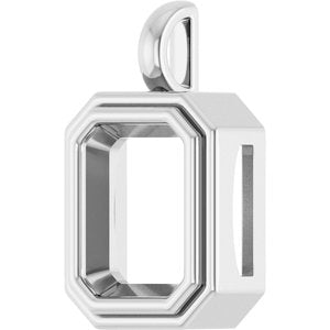 14K X1 White Gold 12x10 mm Emerald Charm/Pendant Mounting – image 4