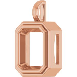 14K Rose Gold 12x10 mm Emerald Charm/Pendant Mounting – image 4