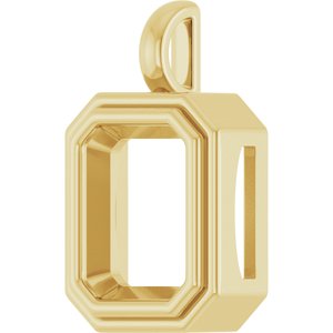 18K Yellow Gold 12x10 mm Emerald Charm/Pendant Mounting – image 4
