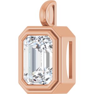 14K Rose Gold 12x10 mm Emerald Charm/Pendant Mounting – image 3