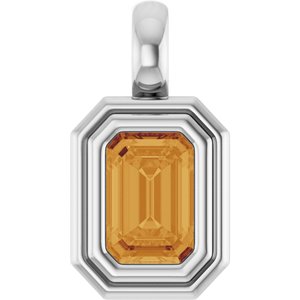 Platinum Natural Citrine Charm/Pendant