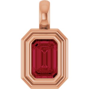 14K Rose Gold Lab-Grown Ruby Charm/Pendant