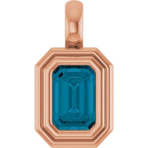 14K Rose Gold Natural London Blue Topaz Charm/Pendant